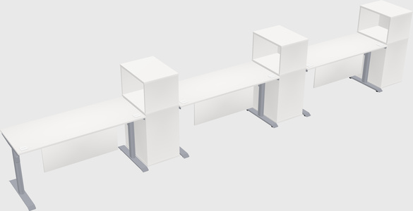 Dual motor electric desk w/cabinet
