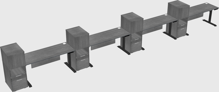 Dual motor electric desk w/cabinet