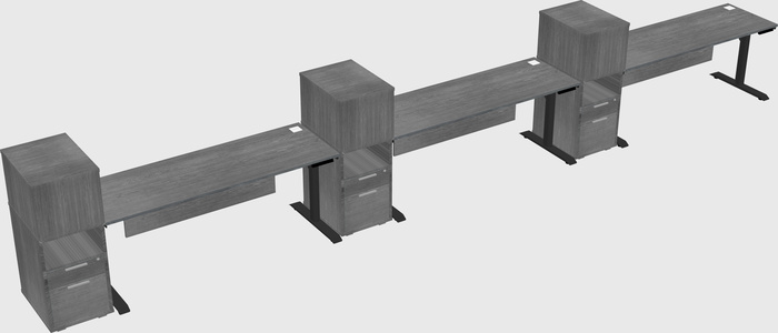 Dual motor electric desk w/cabinet