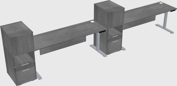 Dual motor electric desk w/cabinet