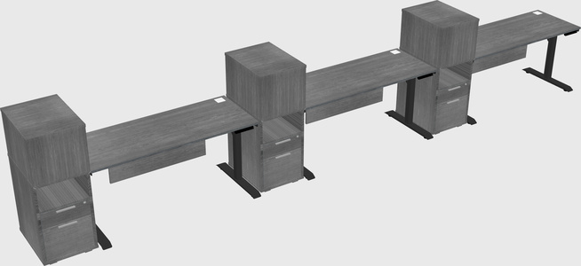 Dual motor electric desk w/cabinet