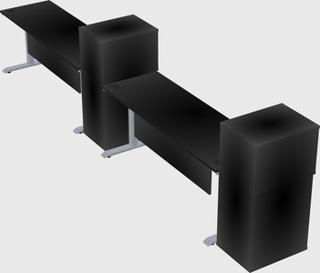 Dual motor electric desk w/cabinet
