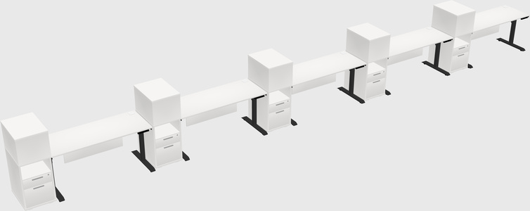 Dual motor electric desk w/cabinet