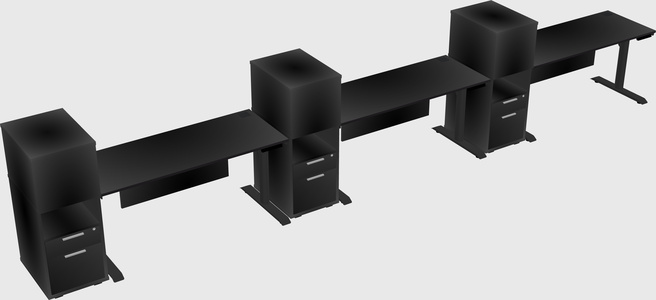 Dual motor electric desk w/cabinet