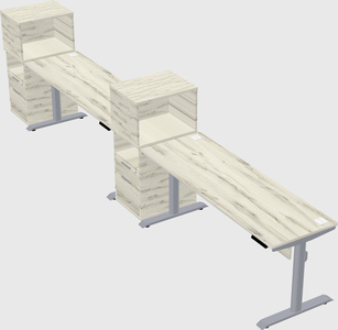 Dual motor electric desk w/cabinet