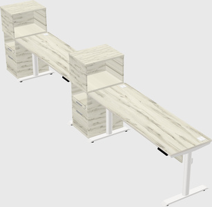 Dual motor electric desk w/cabinet
