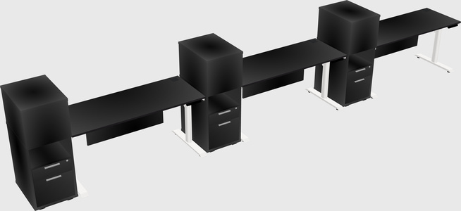 Dual motor electric desk w/cabinet