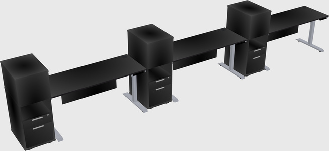 Dual motor electric desk w/cabinet