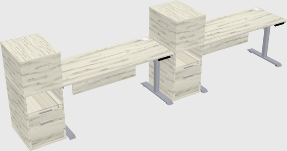 Dual motor electric desk w/cabinet