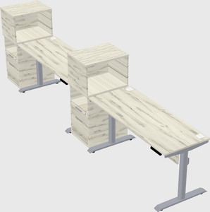 Dual motor electric desk w/cabinet