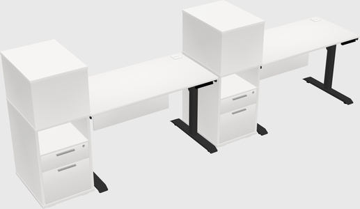 Dual motor electric desk w/cabinet