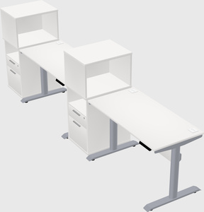 Dual motor electric desk w/cabinet