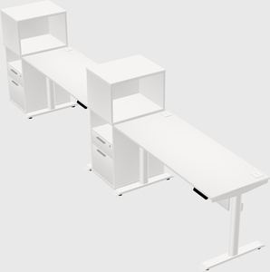 Dual motor electric desk w/cabinet