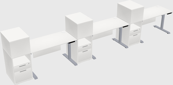 Dual motor electric desk w/cabinet