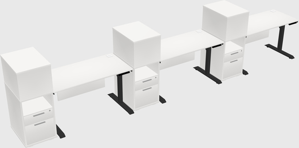 Dual motor electric desk w/cabinet