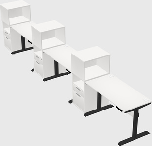 Dual motor electric desk w/cabinet