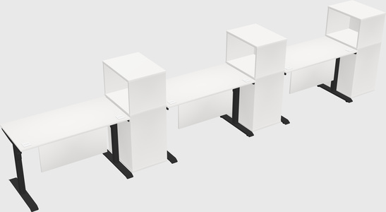 Dual motor electric desk w/cabinet