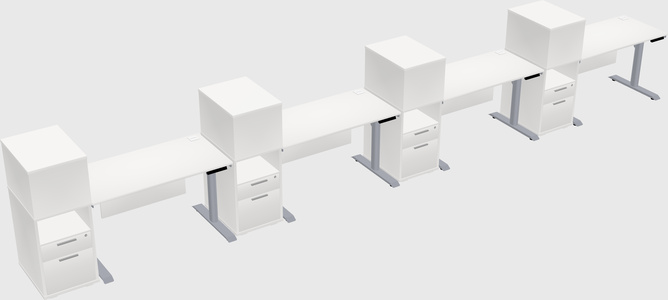 Dual motor electric desk w/cabinet