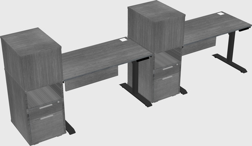 Dual motor electric desk w/cabinet