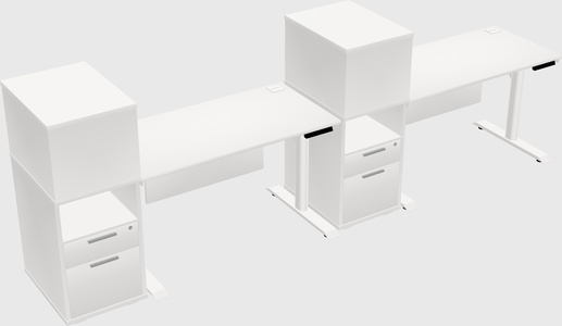 Dual motor electric desk w/cabinet