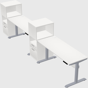 Dual motor electric desk w/cabinet