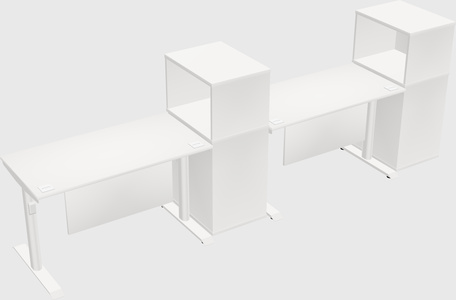 Dual motor electric desk w/cabinet