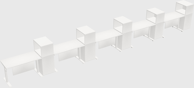 Dual motor electric desk w/cabinet
