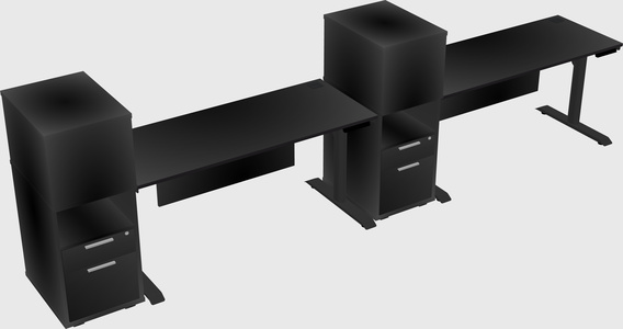 Dual motor electric desk w/cabinet