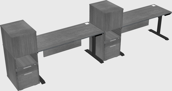 Dual motor electric desk w/cabinet