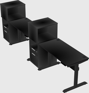 Dual motor electric desk w/cabinet