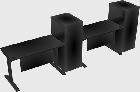 Dual motor electric desk w/cabinet