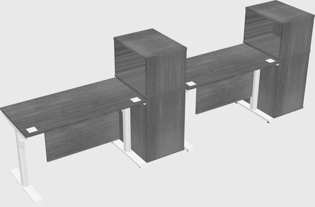 Dual motor electric desk w/cabinet