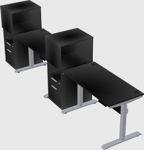 Dual motor electric desk w/cabinet