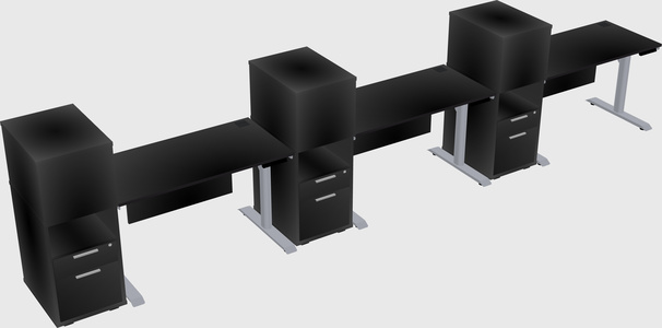 Dual motor electric desk w/cabinet