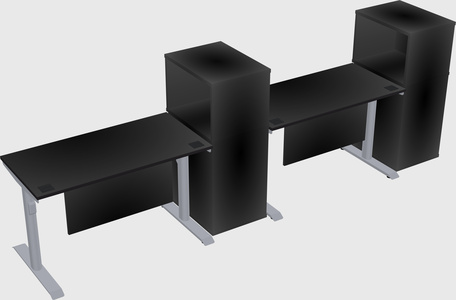 Dual motor electric desk w/cabinet