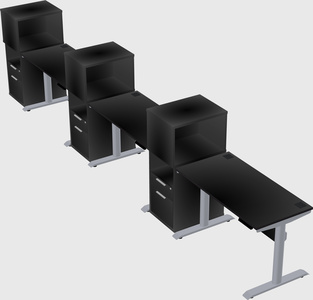 Dual motor electric desk w/cabinet