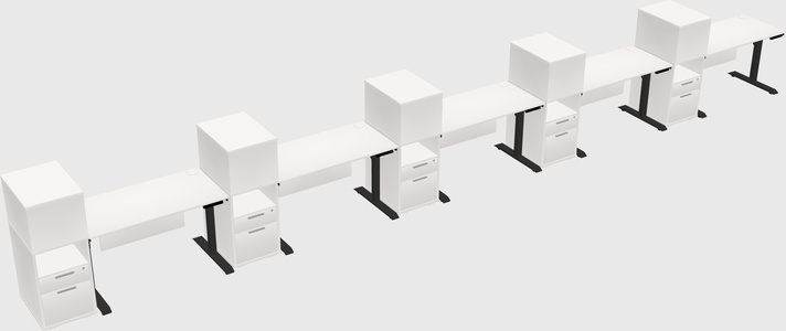 Dual motor electric desk w/cabinet