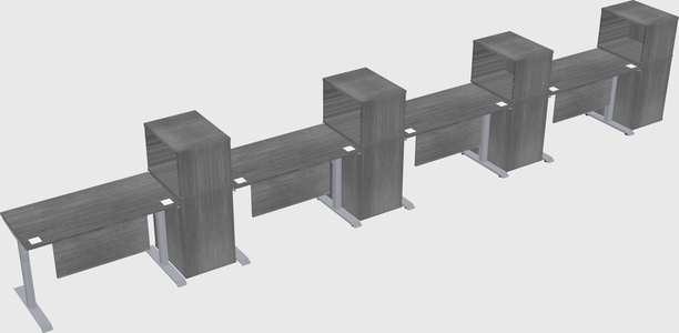 Dual motor electric desk w/cabinet