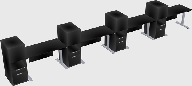 Dual motor electric desk w/cabinet