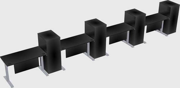 Dual motor electric desk w/cabinet