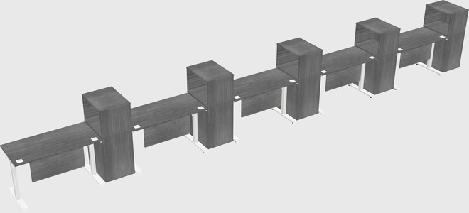 Dual motor electric desk w/cabinet