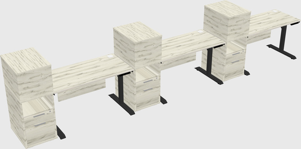 Dual motor electric desk w/cabinet