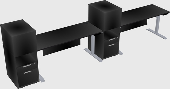 Dual motor electric desk w/cabinet