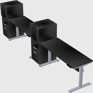 Dual motor electric desk w/cabinet