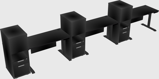Dual motor electric desk w/cabinet