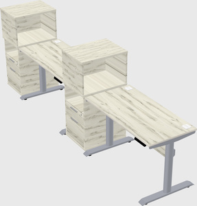 Dual motor electric desk w/cabinet