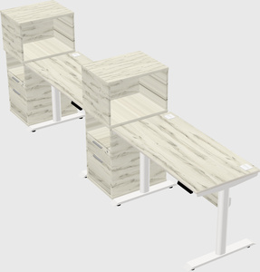 Dual motor electric desk w/cabinet