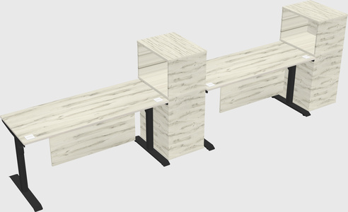 Dual motor electric desk w/cabinet