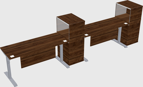 Dual motor electric desk w/cabinet