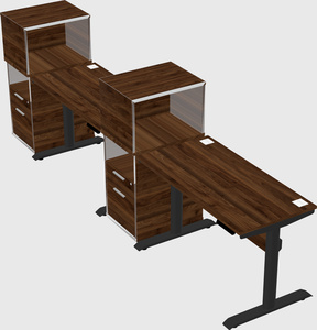 Dual motor electric desk w/cabinet